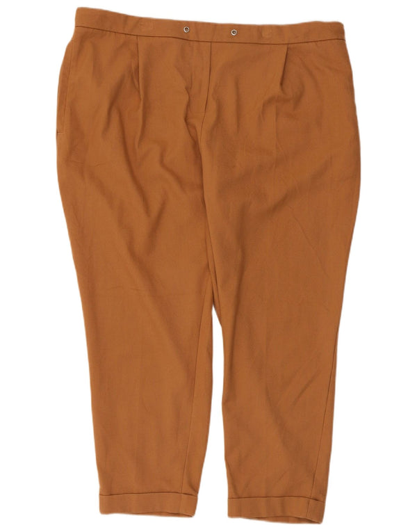 Marks & Spencer Γυναικείο Cropped Παντελόνι UK 20 2XL W38 L25 Beige Polyester