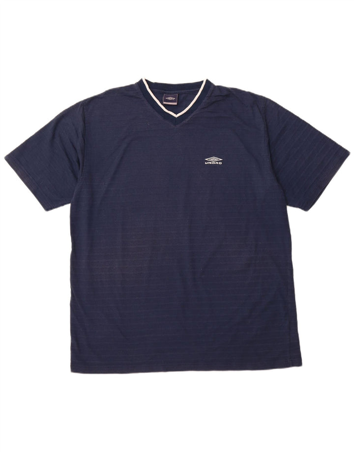 Ανδρικό T-Shirt UMBRO Top 2XL Navy Blue ριγέ πολυεστέρας