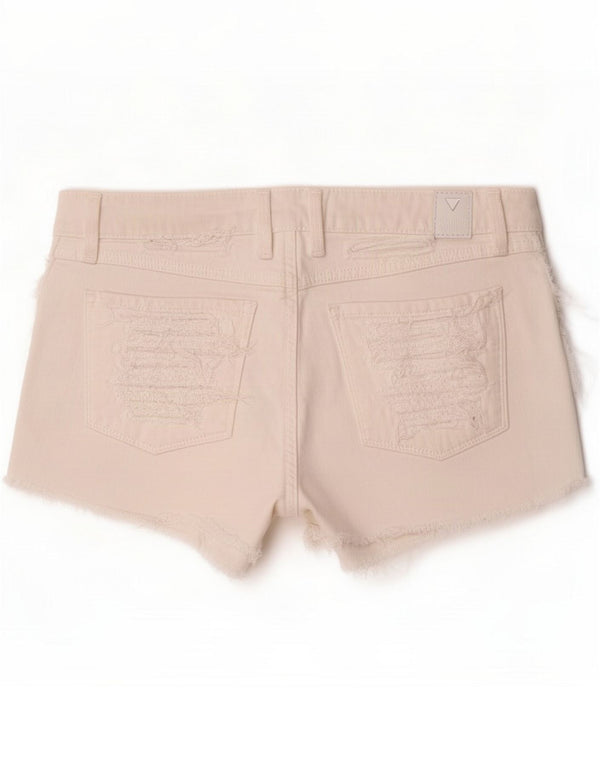 Guess Womens Distressed τζιν σορτς Small W27 Λευκό βαμβακερό
