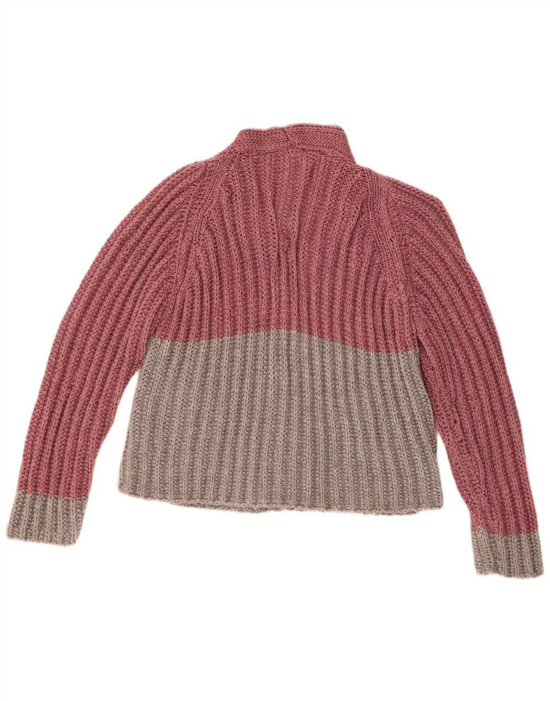 Γυναικείο πουλόβερ με ζακέτα VINTAGE UK 16 Large Pink Colourblock