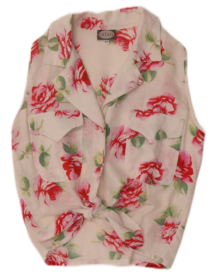 Coexis Γυναικείο Αμάνικο Πουκάμισο Μπλούζα IT 42 Medium White Floral