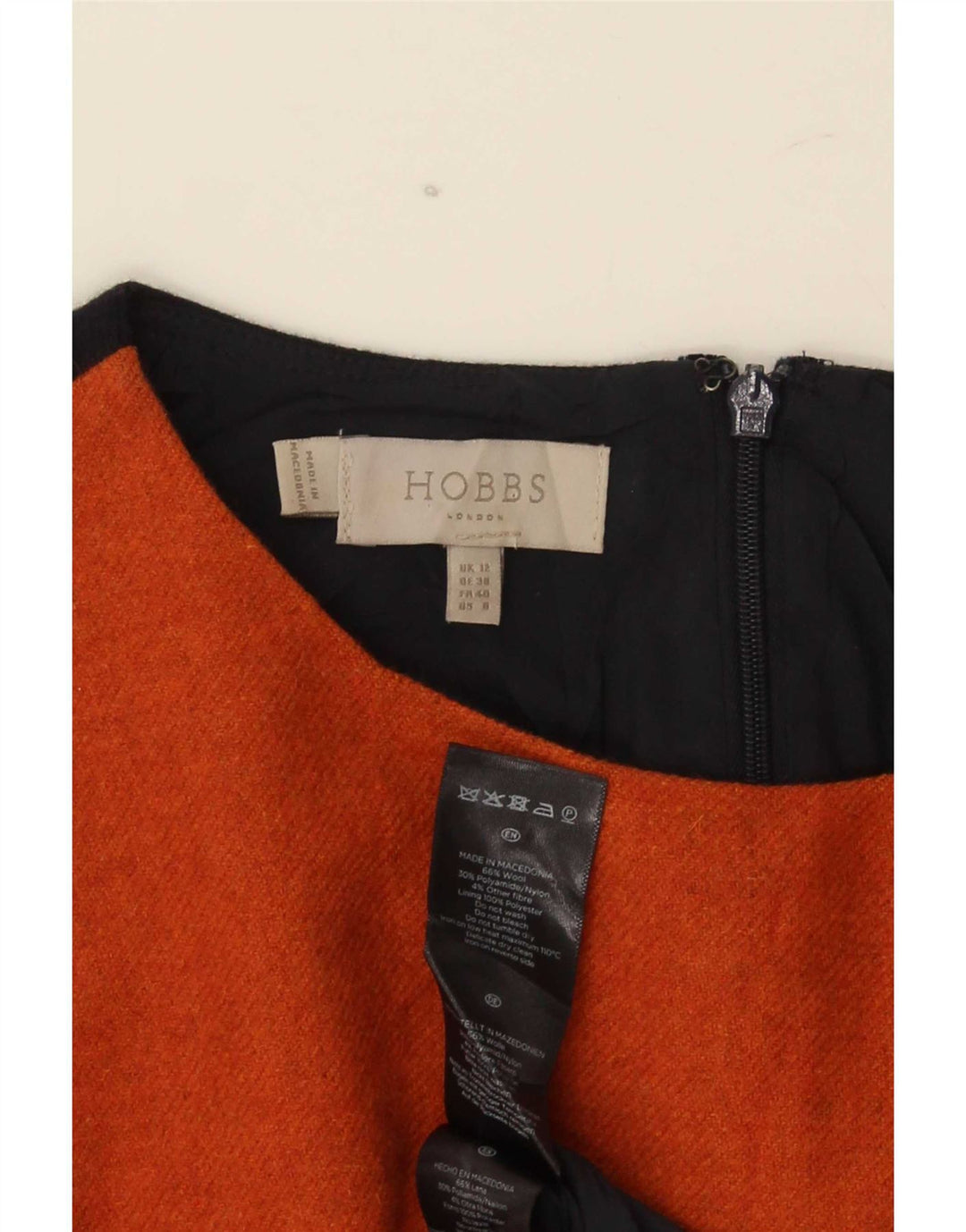 Γυναικείο φόρεμα με θήκη Hobbs UK 12 Μαλλί μεσαίου πορτοκαλί χρώματος