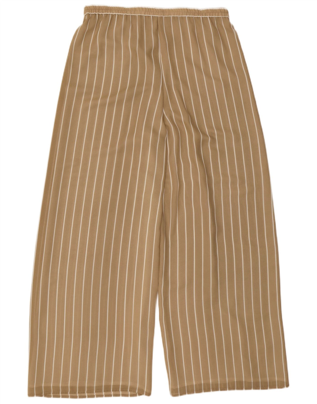 VINTAGE Γυναικείο φαρδύ παντελόνι casual W32 L31 Beige Pinstripe Polyester