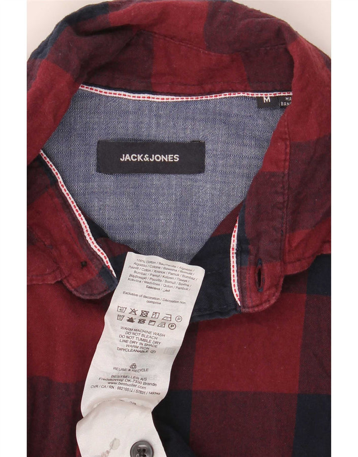 Jack & Jones Ανδρικό πουκάμισο με κανονική εφαρμογή φανελένιο μεσαίο κόκκινο βαμβακερό Gingham