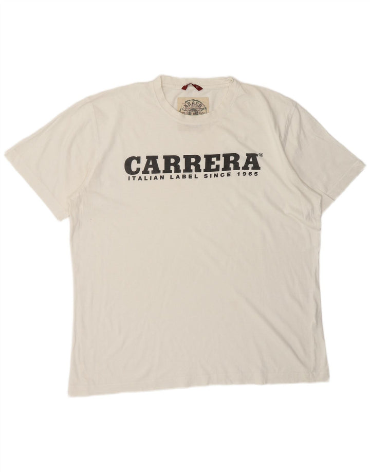 CARRERA Mens Graphic T-Shirt Top XL White Cotton