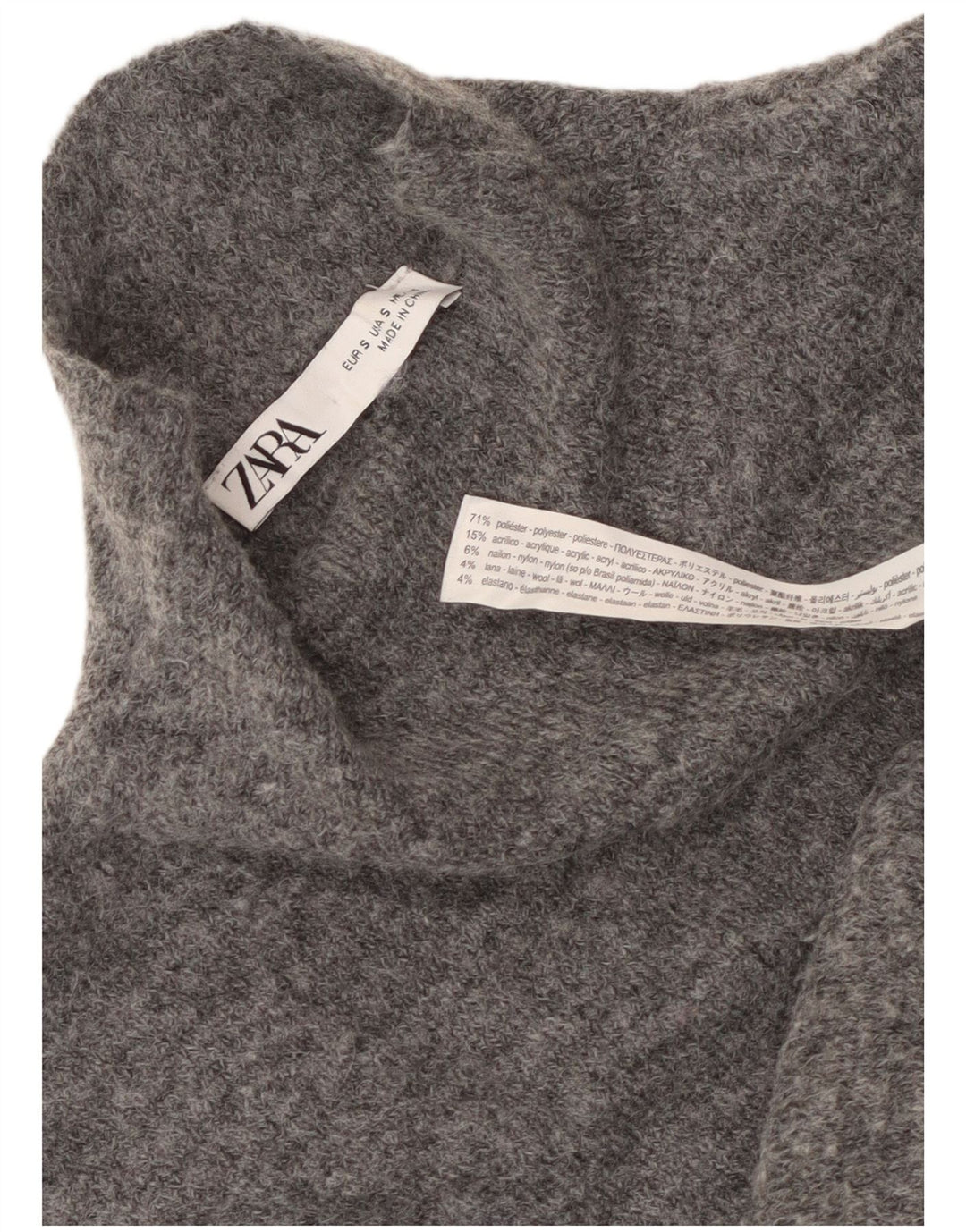 Zara Γυναικείο Αμάνικο Jumper Φόρεμα UK 8 Small Grey Polyester