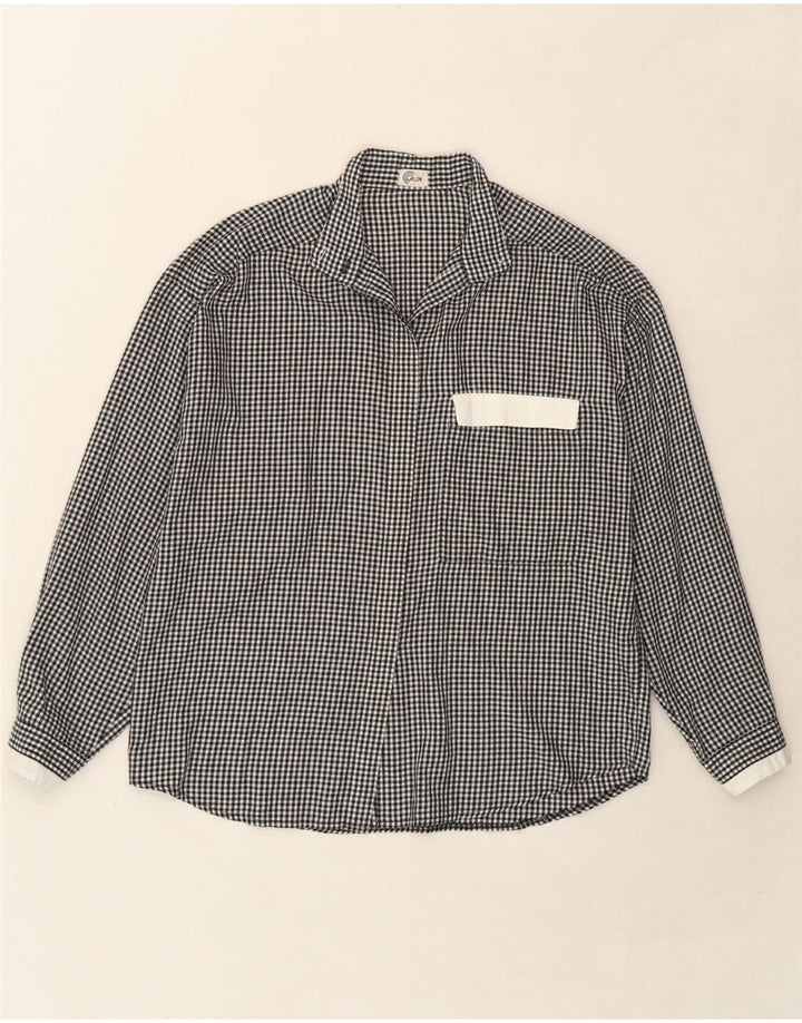 VINTAGE Womens Flannel Shirt EU 38 Medium Black Gingham Vintage Vintage and Second-Hand Vintage from Messina Hembry 