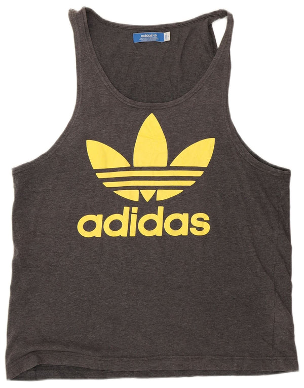 Γυναικείο γραφικό γιλέκο Adidas τοπ UK 16 μεγάλο γκρι βαμβακερό