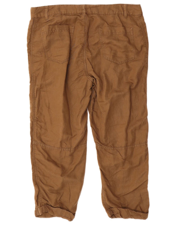 Γυναικείο Cropped Παντελόνι Calvin Klein Large W34 L23 Καφέ Λινό