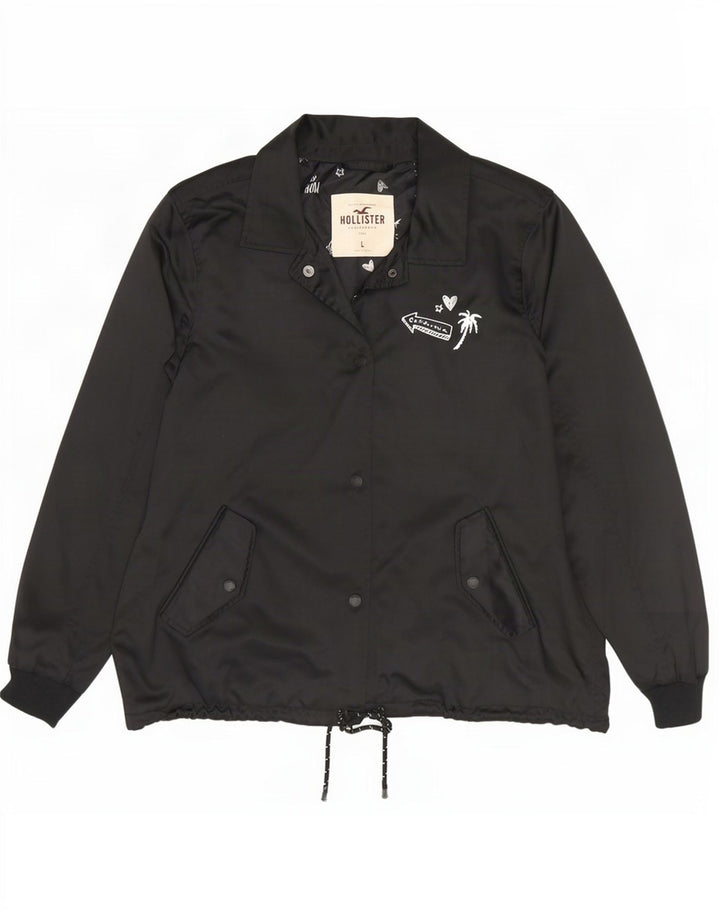 Hollister Γυναικείο Bomber Jacket UK 16 Large Black Polyester
