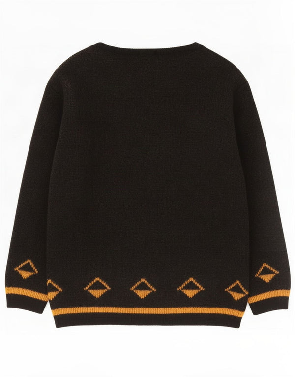 Vintage γυναικείο πουλόβερ με λαιμόκαυστο UK 16 Large Black Geometric