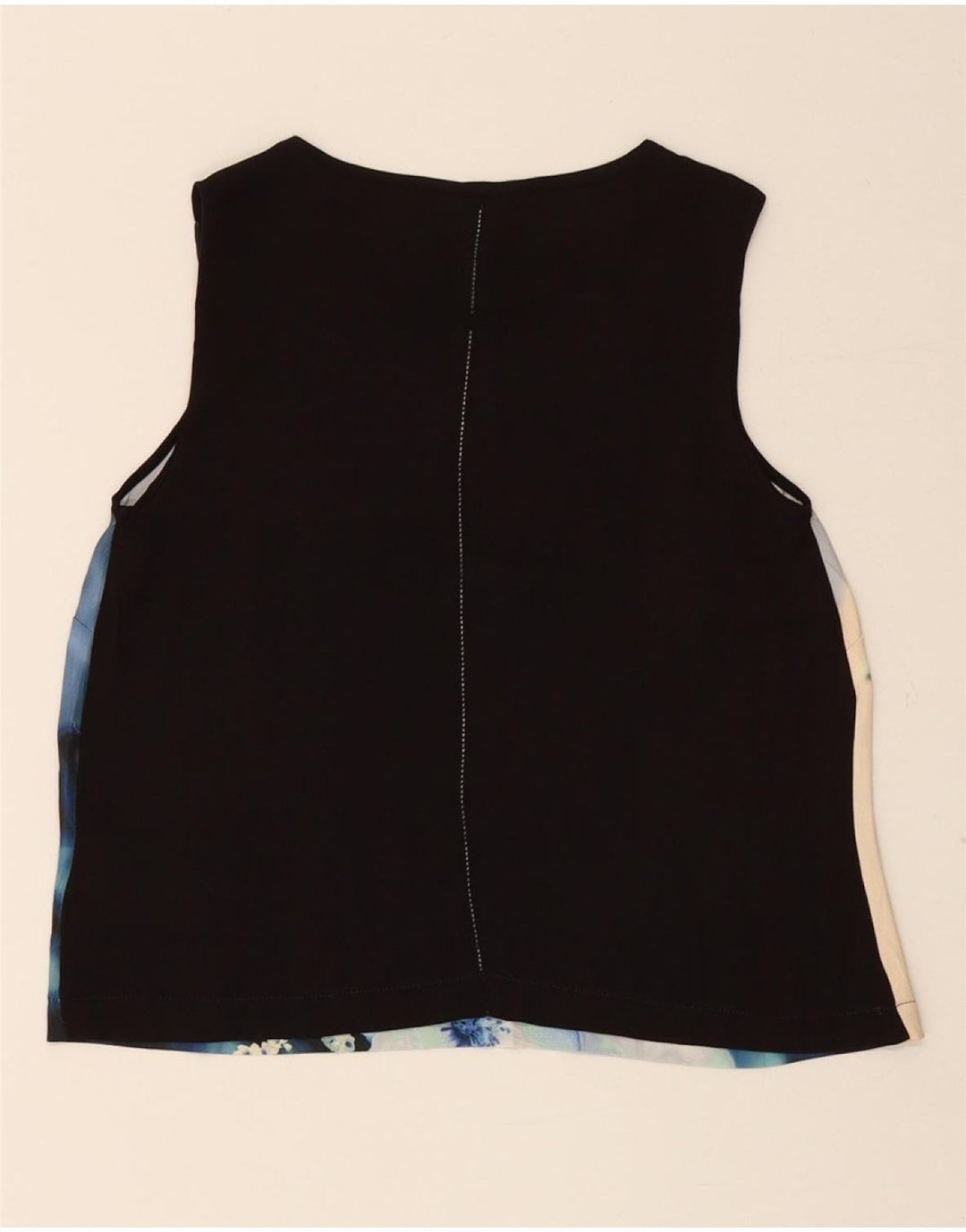 CALVIN KLEIN Γυναικεία Crop Μπλούζα Τοπ UK 10 Small Navy Blue Floral