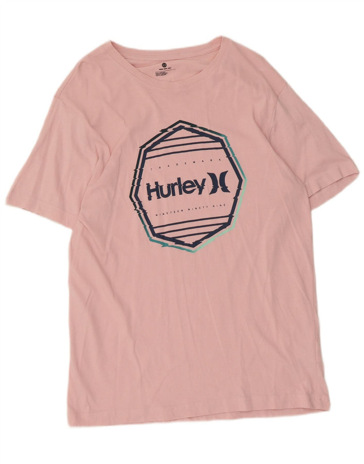 Ανδρικό γραφικό T-Shirt Hurley Top Μεσαίο Ροζ Βαμβακερό