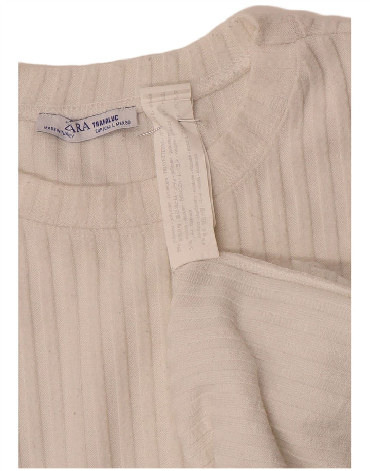 Zara Γυναικείο Trafaluc Oversized Top μακρυμάνικο UK 16 μεγάλο λευκό πολυεστέρας