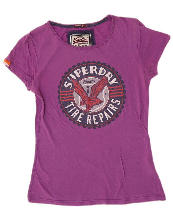 Superdry Γυναικείο T-Shirt Top UK 12 Medium Purple Βαμβακερό