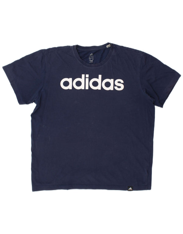 Ανδρικό γραφικό T-shirt Adidas Climalite Top Large Navy Blue από βαμβάκι