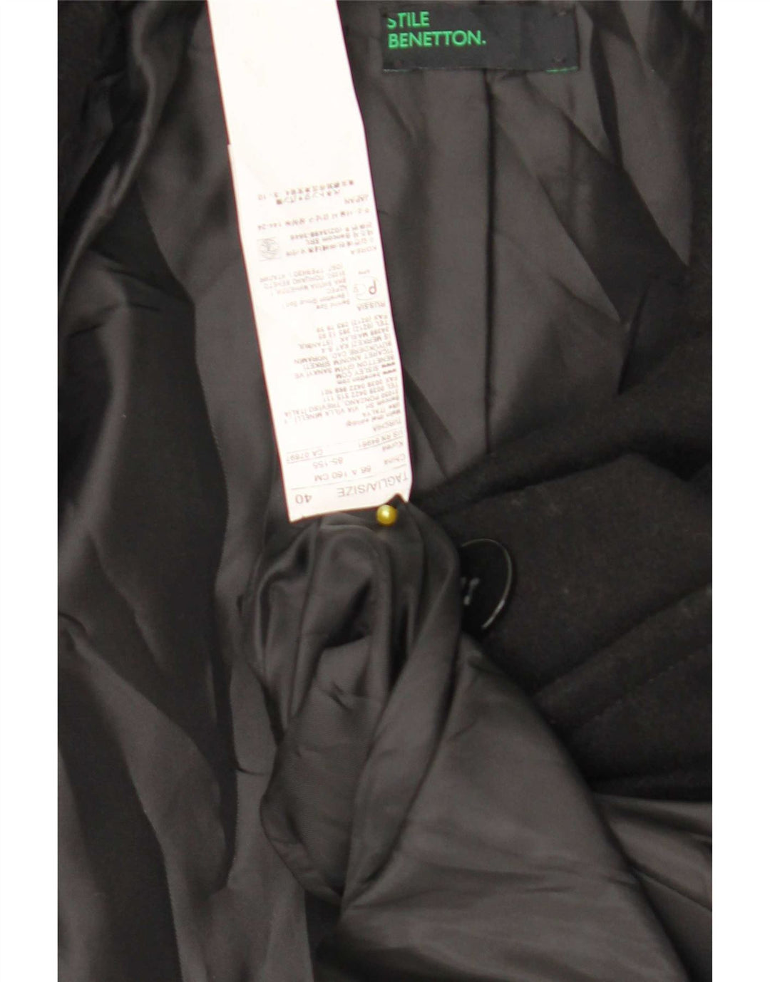 Γυναικείο Παλτό Benetton IT 40 Small Black Wool