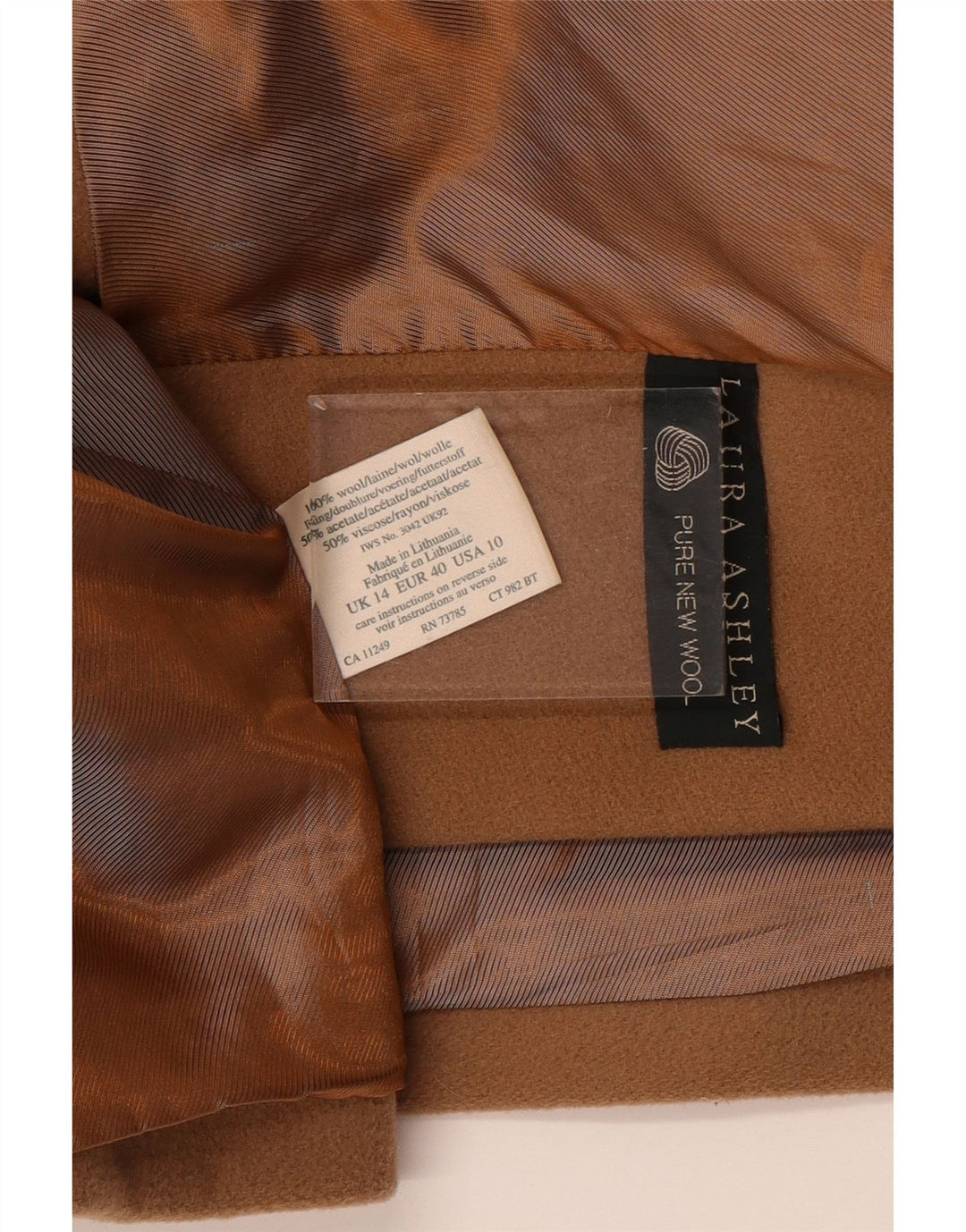 LAURA ASHLEY Γυναικείο Πανωφόρι UK 14 Large Brown Παρθένο Μαλλί