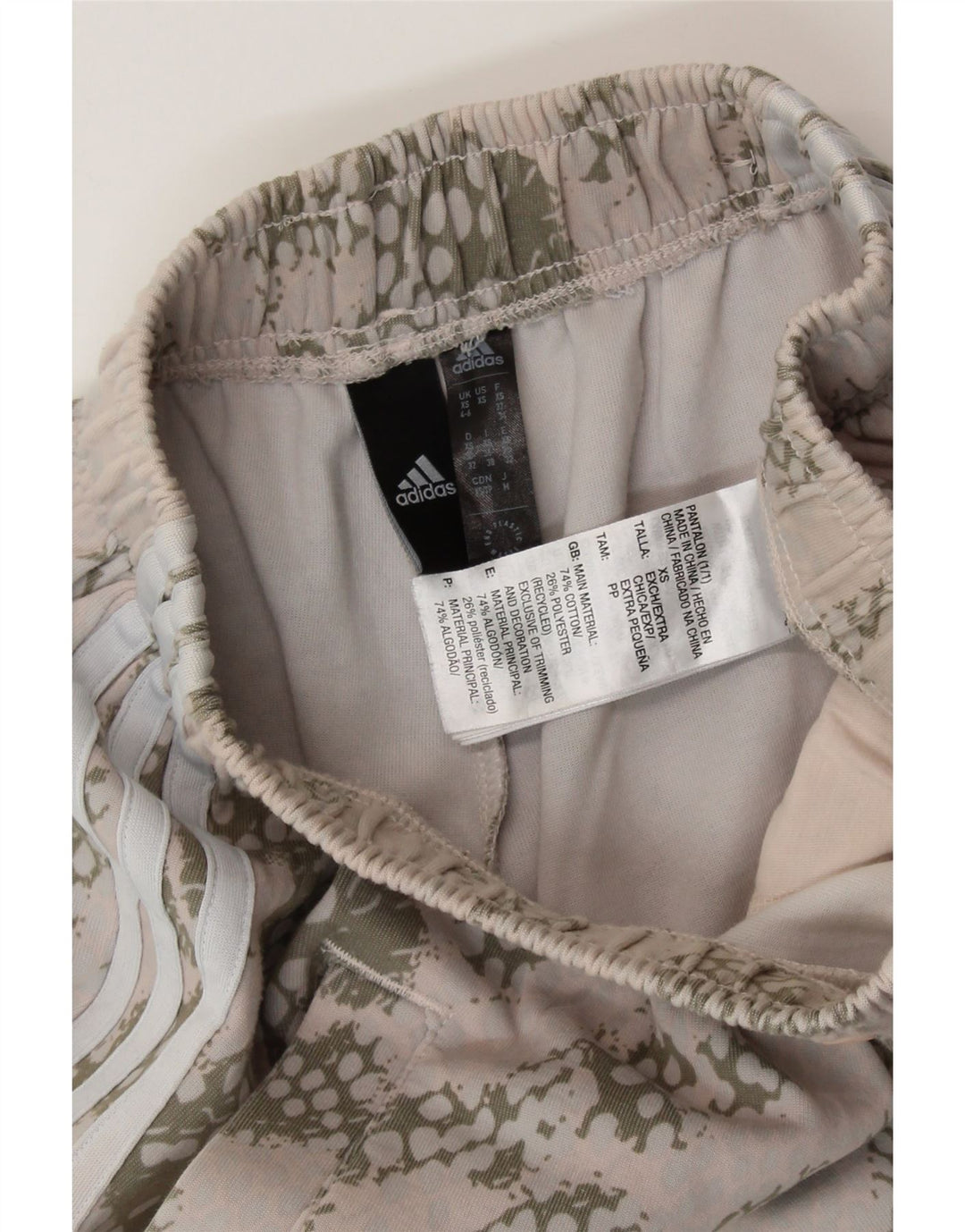 Γυναικεία αθλητική φόρμα ADIDAS Παντελόνι UK 4/6 XS Μπεζ βαμβακερό καμουφλάζ