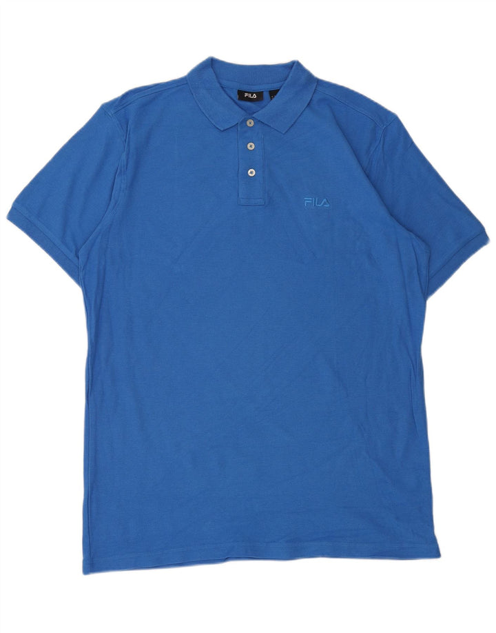 FILA Mens Polo Shirt Large Blue Cotton