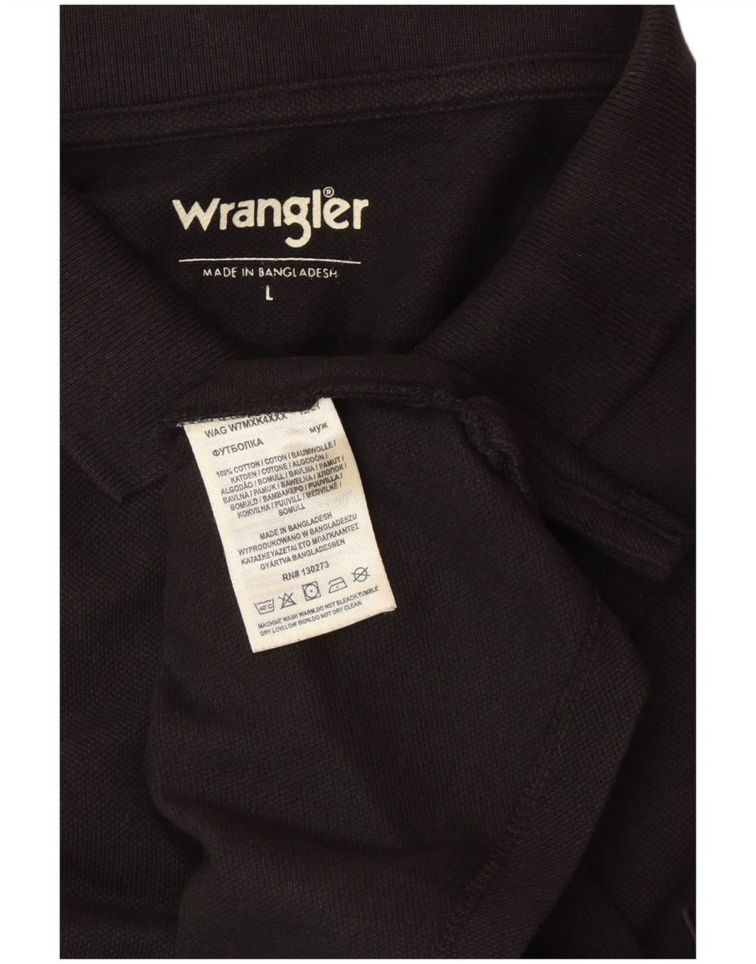 Ανδρικό πουκάμισο πόλο WRANGLER μεγάλο μαύρο βαμβακερό
