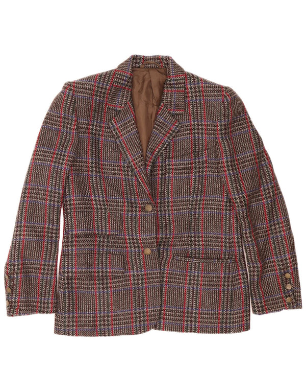 Vintage γυναικείο σακάκι με 2 κουμπιά σακάκι IT 44 μεσαίο καφέ μαλλί Houndstooth