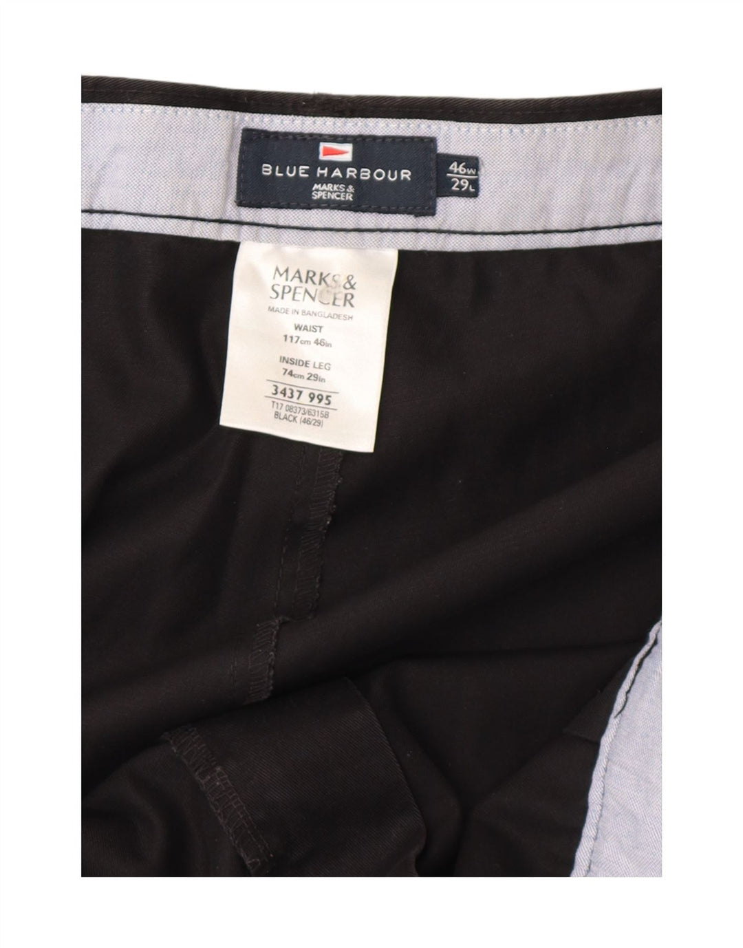 Ανδρικό παντελόνι Chino Marks & Spencer W46 L29 Μαύρο βαμβακερό