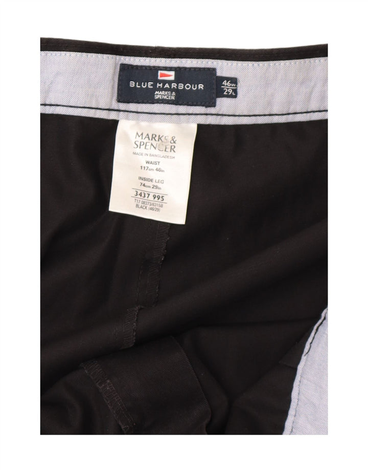 Ανδρικό παντελόνι Chino Marks & Spencer W46 L29 Μαύρο βαμβακερό