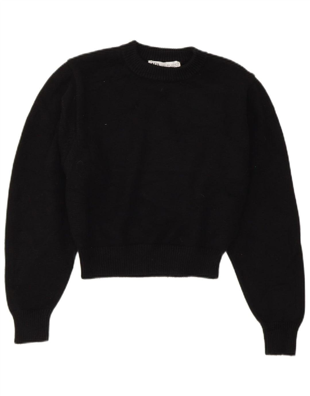 Γυναικείο πουλόβερ ZARA Crop Crew Neck Jumper UK 10 Small Black Viscose