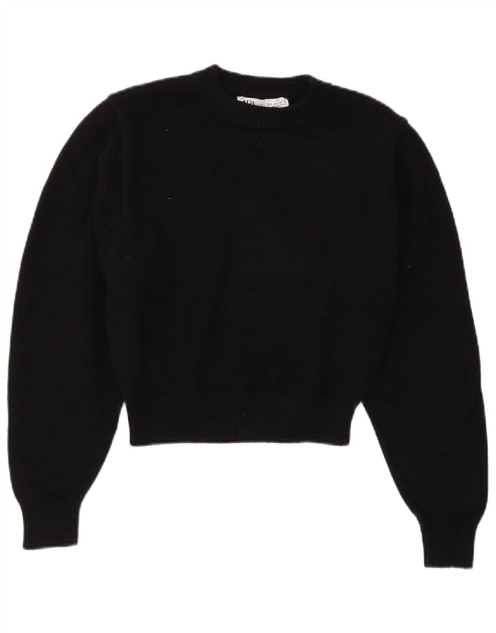 Γυναικείο πουλόβερ ZARA Crop Crew Neck Jumper UK 10 Small Black Viscose