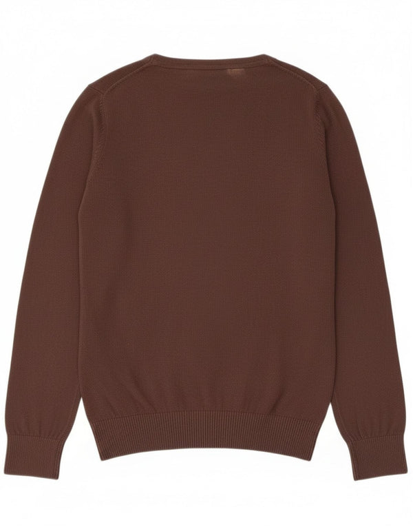 Tommy Hilfiger Womens V-Neck Jumper Sweater UK 14 Large Brown Cotton