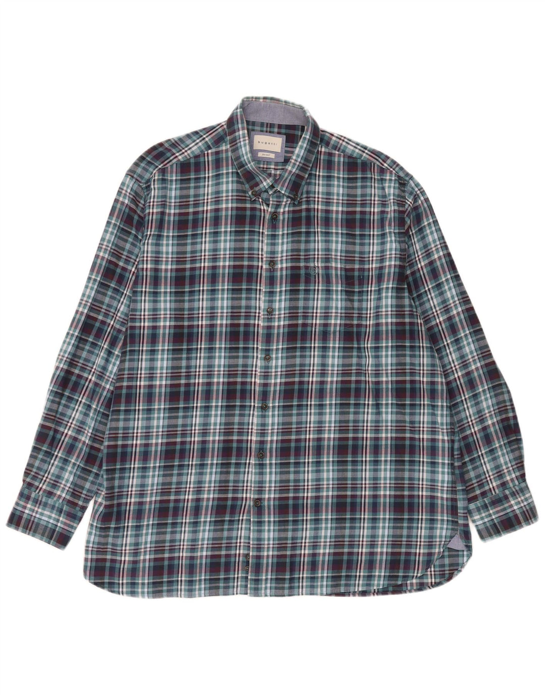 Ανδρικό πουκάμισο Bugatti Flannel Μέγεθος 45/46 2XL Blue Check Cotton