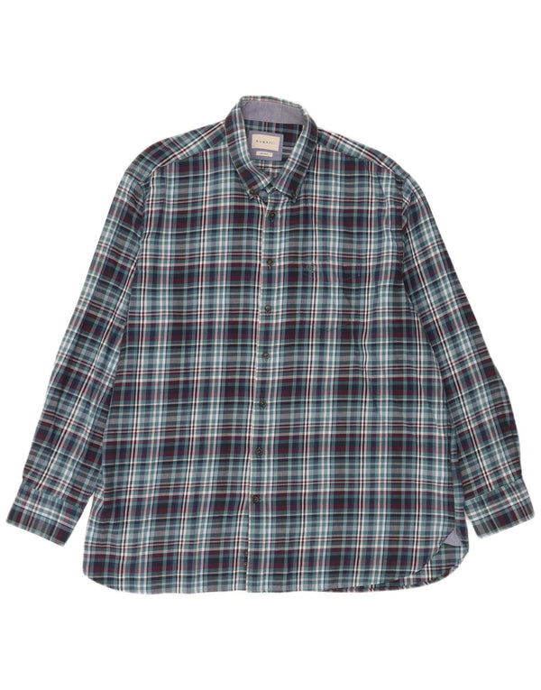 Ανδρικό πουκάμισο Bugatti Flannel Μέγεθος 45/46 2XL Blue Check Cotton
