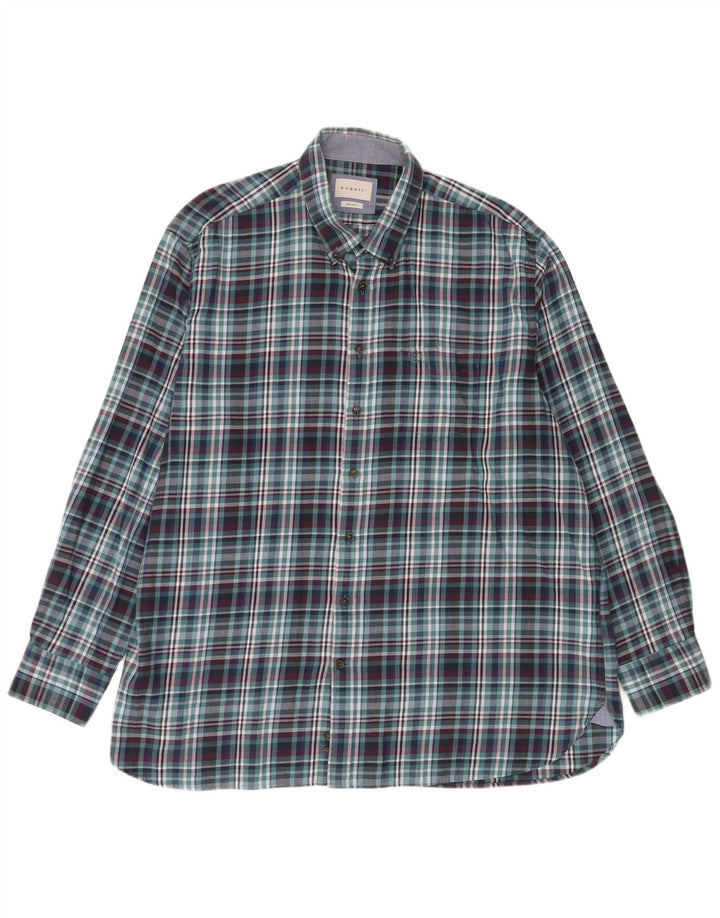Ανδρικό πουκάμισο Bugatti Flannel Μέγεθος 45/46 2XL Blue Check Cotton