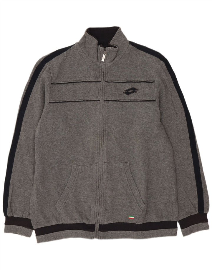 Ανδρική αθλητική φόρμα Lotto Μπουφάν με μεγάλο γκρι χρώμα, βαμβακερό