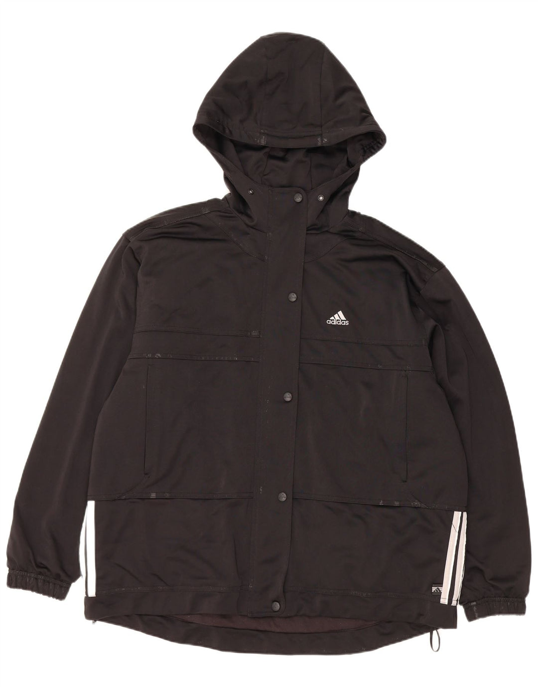 Γυναικεία αθλητική φόρμα ADIDAS Oversized με κουκούλα Top Jacket UK 14 Large Black