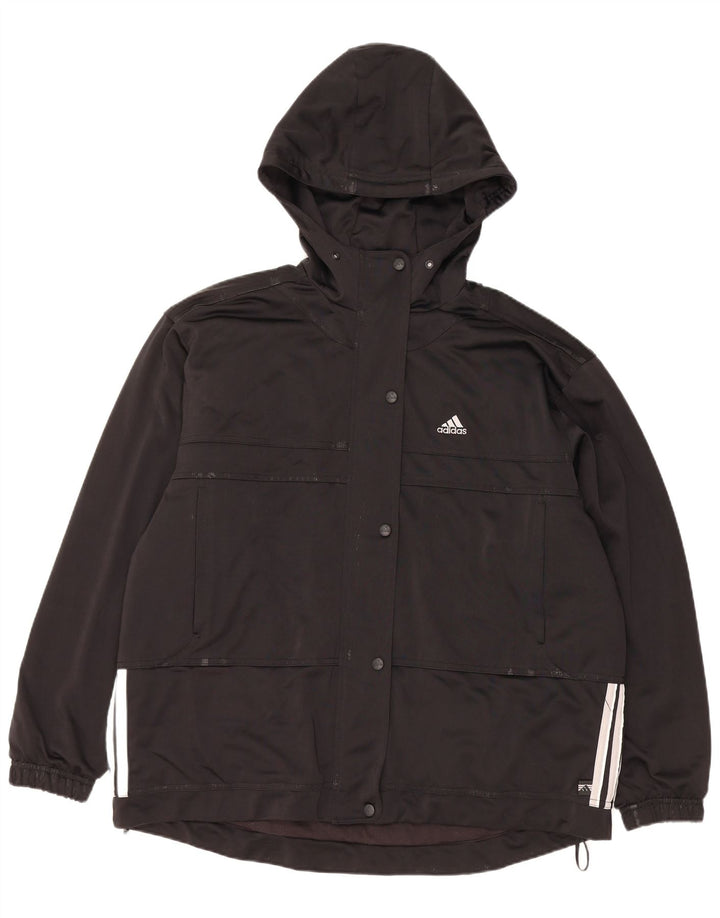 Γυναικεία αθλητική φόρμα ADIDAS Oversized με κουκούλα Top Jacket UK 14 Large Black