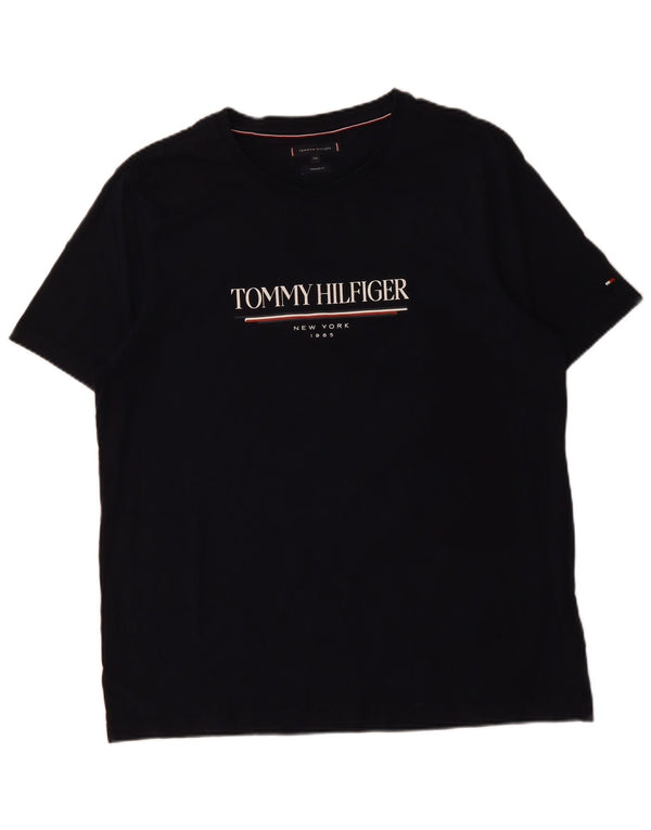 Tommy Hilfiger Ανδρικό T-Shirt με κανονική εφαρμογή γραφικό τοπ 2XL μαύρο βαμβακερό