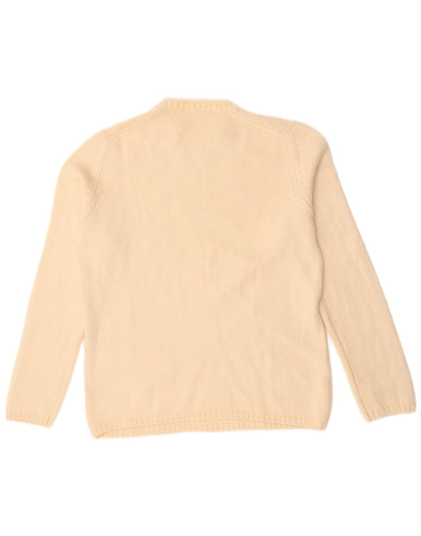 Vintage γυναικείο πουλόβερ με λαιμόκοψη IT 44 Medium Off White Μαλλί Merino