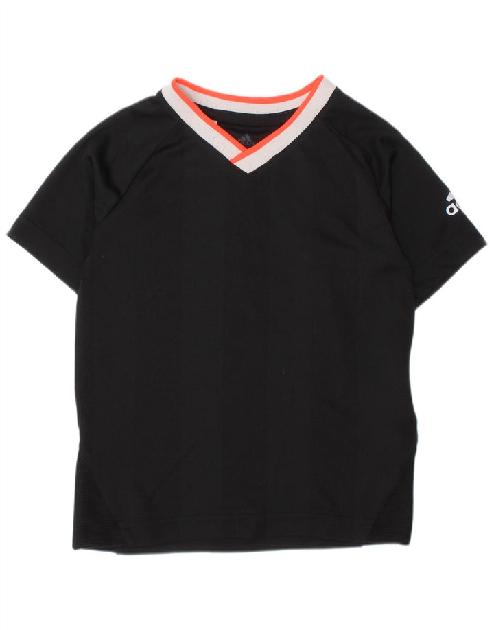 ADIDAS Boys Climalite T-Shirt Top 4-5 Years Small Black Polyester
