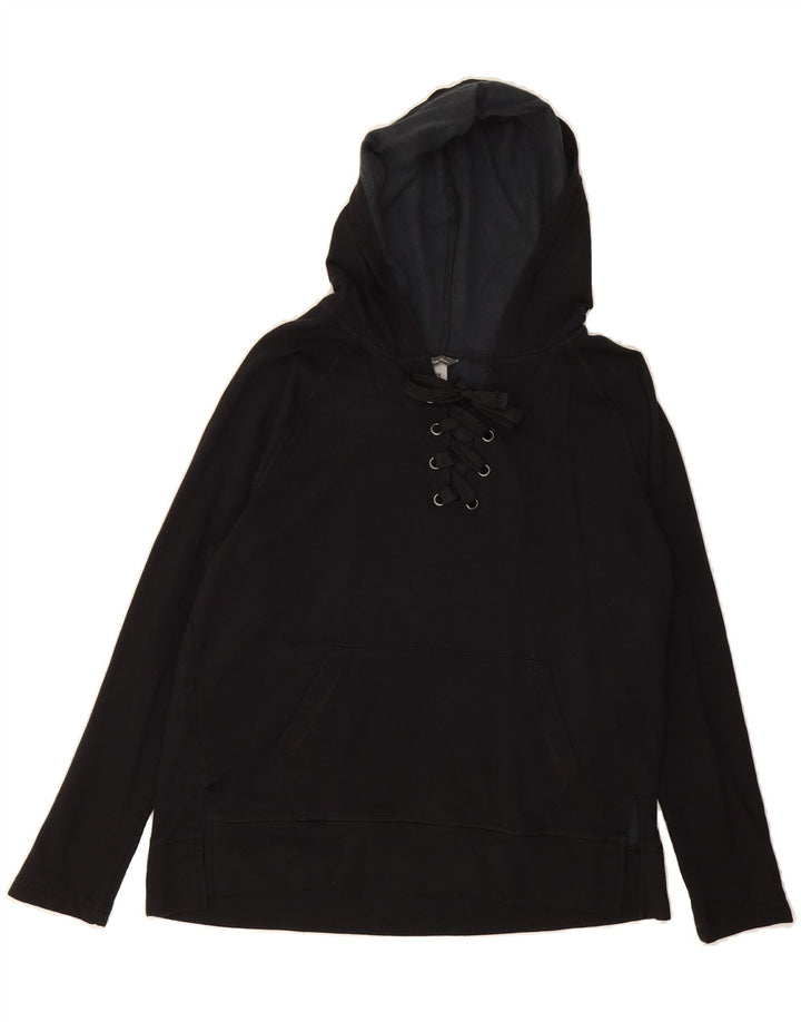 EDDIE BAUER Womens Hoodie Jumper UK 14 Medium Black Viscose Vintage Eddie Bauer and Second-Hand Eddie Bauer from Messina Hembry 