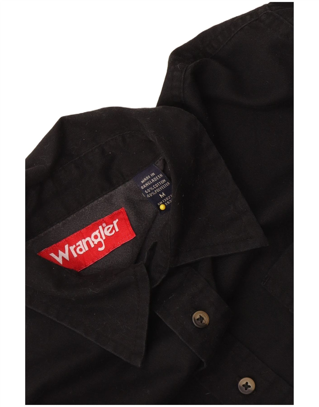 Ανδρικό πουκάμισο Wrangler, μεσαίο μαύρο βαμβακερό