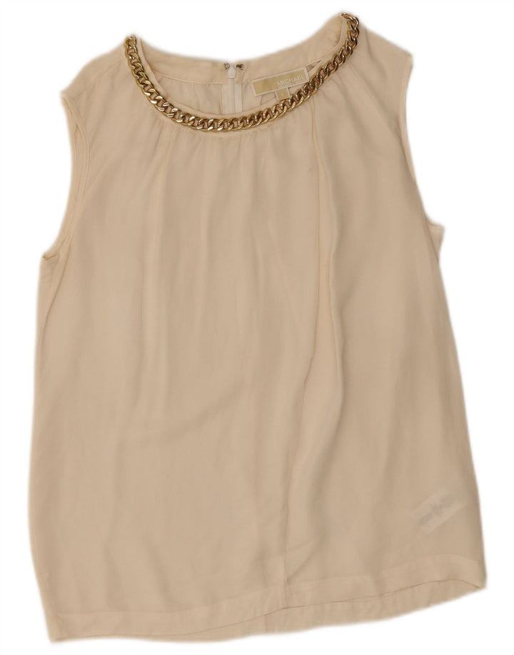 Michael Kors Γυναικεία Αμάνικη Μπλούζα Τοπ UK 10 Small Off White Silk