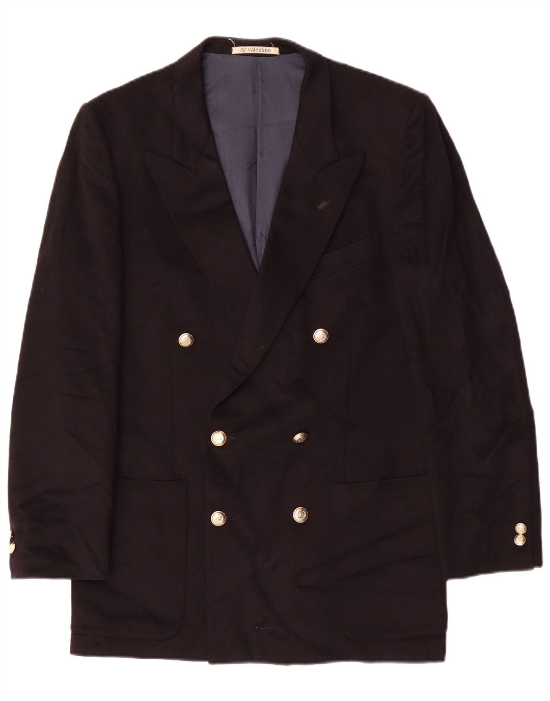 Valentino Ανδρικό σακάκι Blazer με διπλό στήθος IT 46 Μικρό μαύρο παρθένο μαλλί