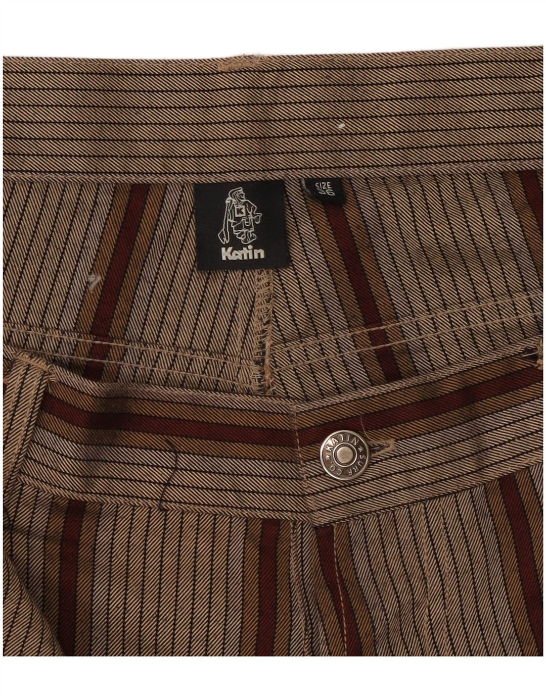 Ανδρικό casual σορτς Katin W36 Μεγάλο καφέ ριγέ πολυεστέρα