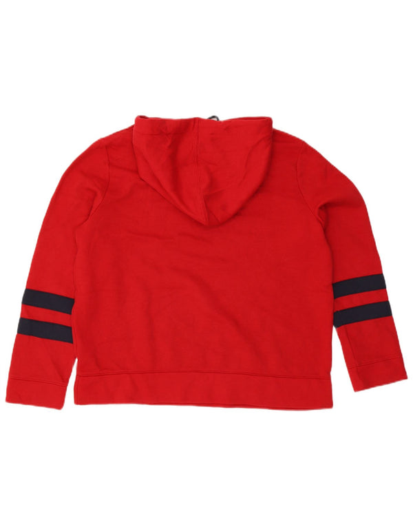 Nautica Γυναικείο Hoodie Jumper UK 14 Medium Red Colourblock Βαμβακερό