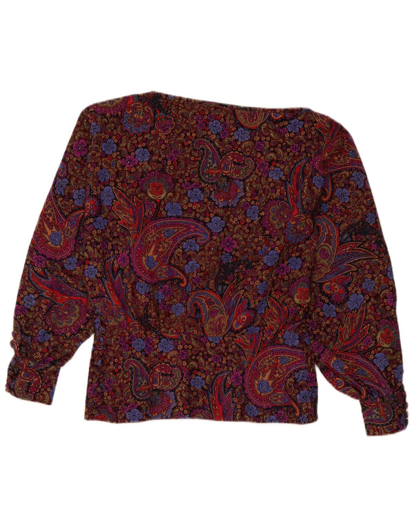 Vintage γυναικεία μακρυμάνικη μπλούζα τοπ UK 12 Medium πολύχρωμο Paisley