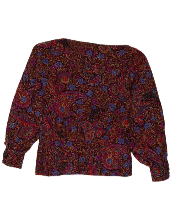 Vintage γυναικεία μακρυμάνικη μπλούζα τοπ UK 12 Medium πολύχρωμο Paisley