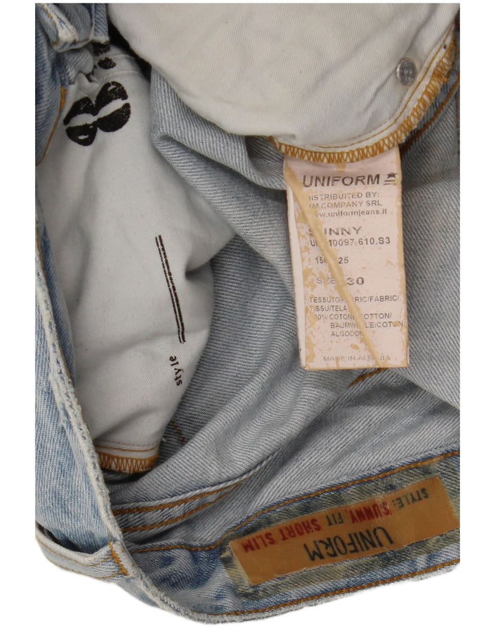 Ανδρικό Uniform Distressed τζιν σορτς W30 μεσαίο μπλε βαμβακερό