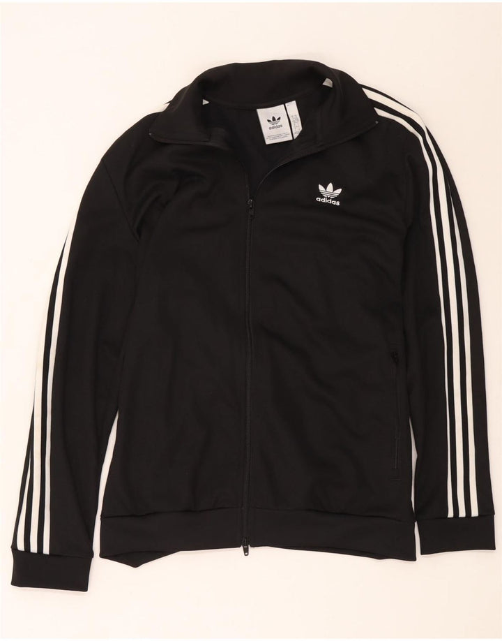 Adidas Womens Tracksuit Top Jacket UK 16 Large Black Polyester